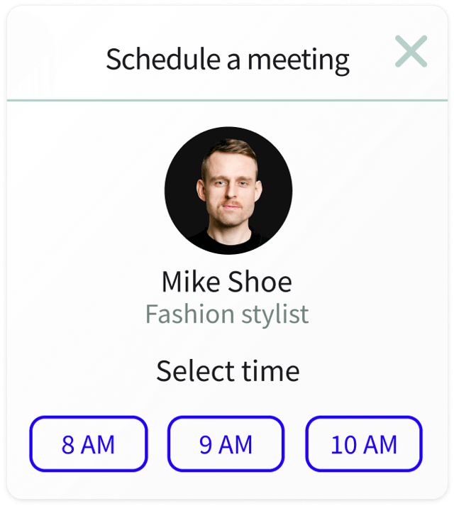 Open Chat Widget schedule meeting card